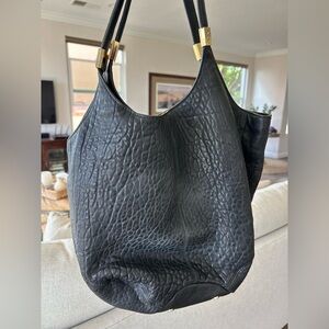 Elizabeth & James Black Textured Leather Shoulder Bag